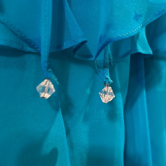 Cattiva New York 100% Silk Lined Blue Floral Dress With Matching Shawl - Picture 9 of 13